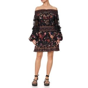 NEW Camilla SIZE L (100% Silk) A Girl Like You Off The Shoulder Mini Dress